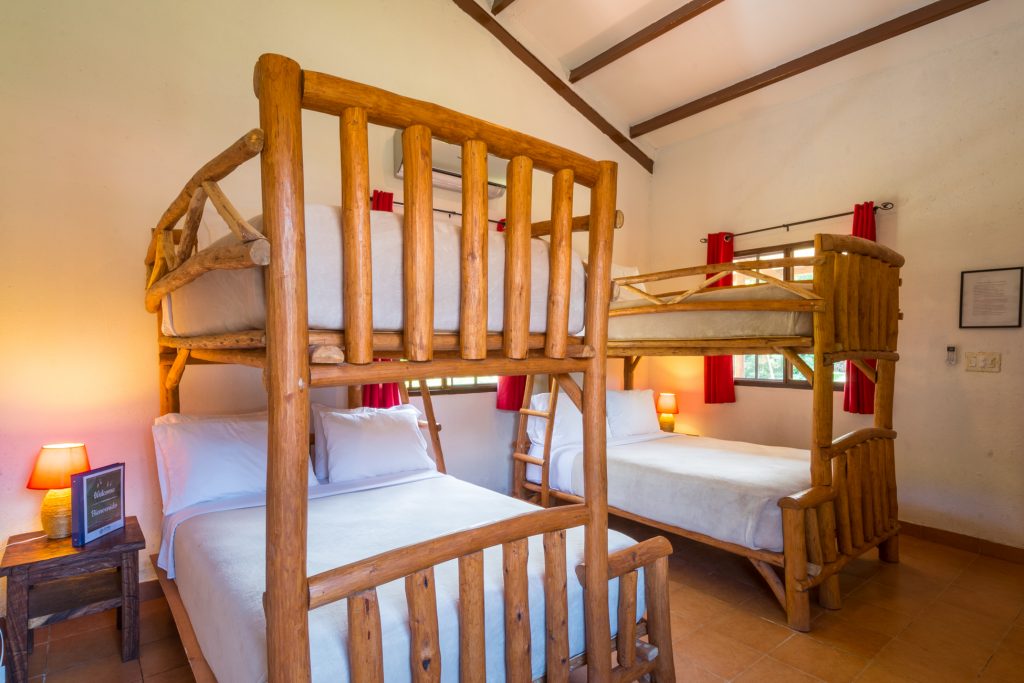 Luxurious full sized bed below and double bed above.